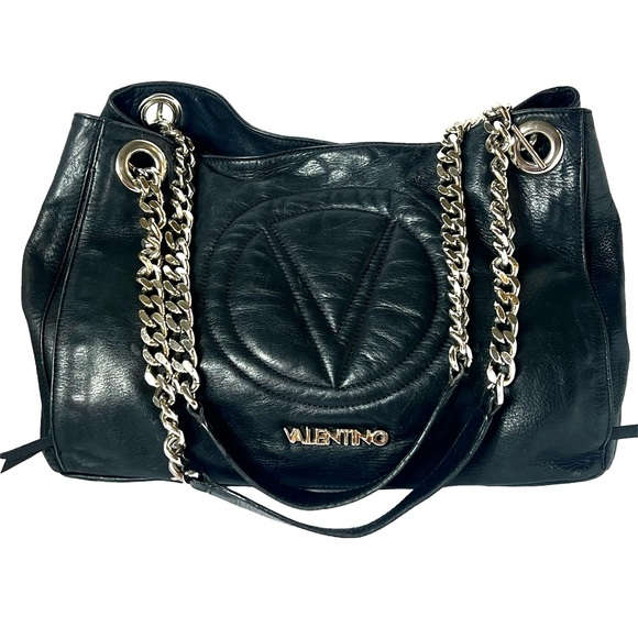 Valentino Handbags - Valentino Luisa Black Leather Signature Handbag